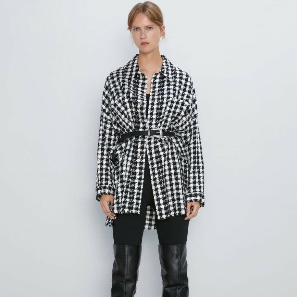 Zara Houndstooth Oversized Jacket